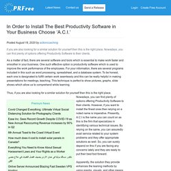 In Order to Install The Best Productivity Software in Your Business Choose ‘A.C.I.’