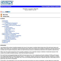 Elliott Sound Products - Audio Power Amplifier Design Guidelines