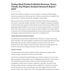 Turkey Meat Products Market Revenue, Share, Trends, Key Players Analysis Research Report 2027 – Telegraph