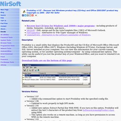 ProduKey - Recover lost product key (CD-Key) of Windows/MS-Office/SQL Server