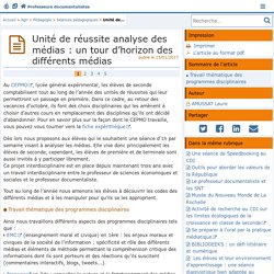 Unité de réussite analyse des médias : un tour d'horizon des différents médias - Doc'Poitiers - Le site des professeurs documentalistes