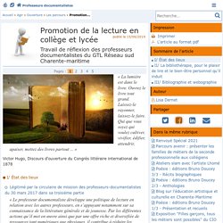 Promotion de la lecture en collège et lycée - Doc'Poitiers - Le site des professeurs documentalistes