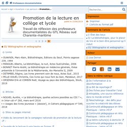 Promotion de la lecture en collège et lycée - Page 5/5 - Doc'Poitiers - Le site des professeurs documentalistes