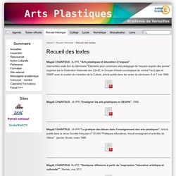 Recueil des textes - Site des professeurs d'Arts plastiques de l'académie de Versailles