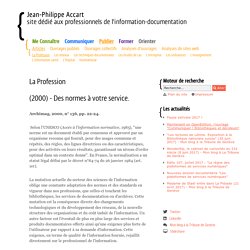 (2000) - Des normes à votre service. - La Profession - Articles- Jean-Philippe Accart