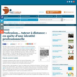 Profession... tuteur à distance : en quête d'une identité profes