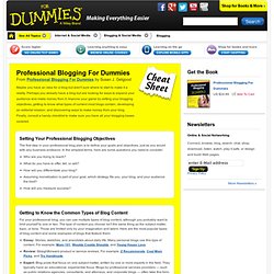 Professional Blogging For Dummies Cheat Sheet