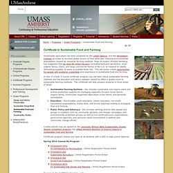 UMass Amherst: Continuing and Professional Education - Certificate in Sustainable Food and Farming