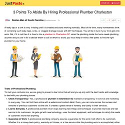 3 Points To Abide By Hiring Professional Plumber Charleston