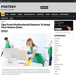 Tips From Professional Cleaners To Keep Your House Clean - Postesy