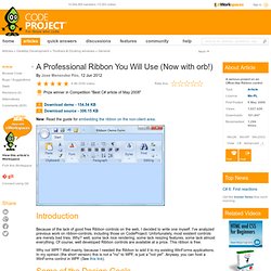 A Professional Ribbon you will use. Free source code and programming help