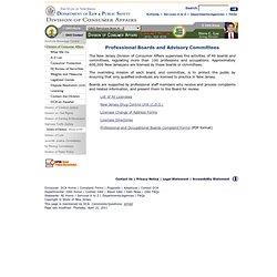 Div. of Consumer Affairs - Professional Boards and Advisory Committees