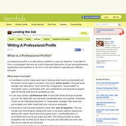 Writing A Professional Profile - Jobs & Career Counselling