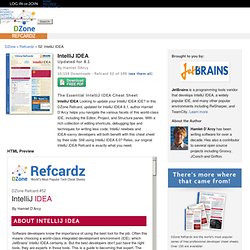 IntelliJ IDEA Cheat Sheet from DZone Refcardz