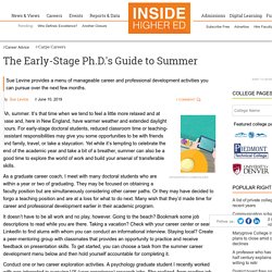 Professional development and careers activities Ph.D. students can pursue over the summer (opinion)