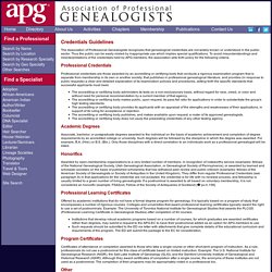Association of Professional Genealogists - Credentials Guidelines