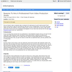 Reasons To Hire A Professional From Video Production Studio