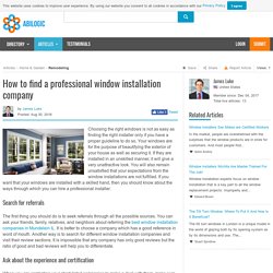 How to find a professional window installation company