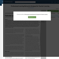 Professional Learning Networks Designed for Teacher Learning