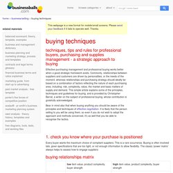 free buying techniques and tips for strategic professional buyers in organizations
