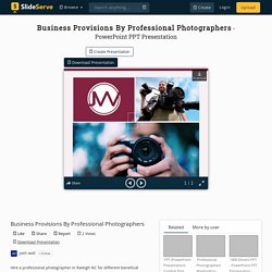 Business Provisions By Professional Photographers