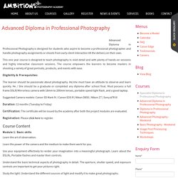 Advanced Diploma in Professional Photography