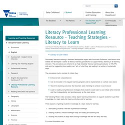 Literacy Professional Learning Resource - Teaching Strategies - Literacy to Learn