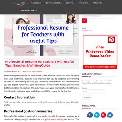 How To Write Professional Resume For Teachers