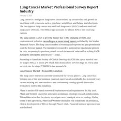 Lung Cancer Market Professional Survey Report Industry – Telegraph