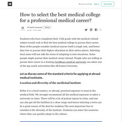 How to select the best medical college for a professional medical career / All Saints University