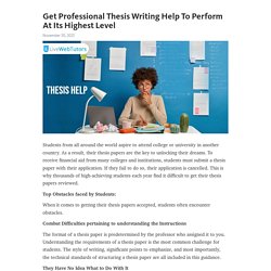 Get Professional Thesis Writing Help To Perform At Its Highest Level – Telegraph