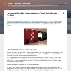 How to search for Job for Java professionals: A Publicis Sapient Bangalore Feedback