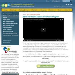 SEI Solar Professionals Certificate Program