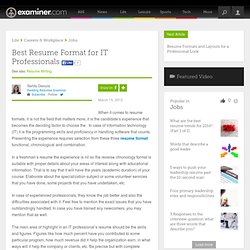Best Resume Format for IT Professionals - Chico Résumés