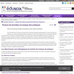 Université d'automne : « Analyse de pratiques et professionnalité des enseignants » - Posture de formateur et analyse des pratiques