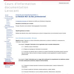 Le Module MG1 du Bac professionnel - Cours d'information documentation Lavacant