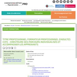 Fiche formation - Titre professionnel formateur professionnel d'adultes CCP2 - Construire des parcours individualisés et accompagner les apprenants