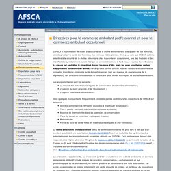AFSCA 05/01/15 Directives pour le commerce ambulant professionnel et pour le commerce ambulant occasionnel