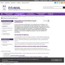 Formation en lycée professionnel - Présentation - ÉduSCOL