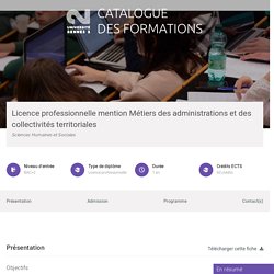Licence professionnelle mention Métiers des administrations et des collectivités territoriales - Université de Rennes 2 - Catalogue des formations