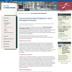 Licence professionnelle Aménagement : ville et développement durable - Faculté des Sciences Sociales - Université de Strasbourg