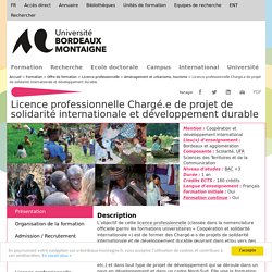 Licence professionnelle Chargé.e de projet de solidarité internationale et développement durable
