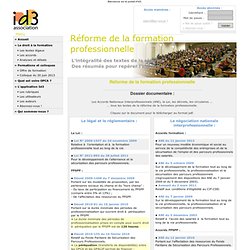 Id3 droit à la formation professionnelle : réglementation, réforme, accords de branche.