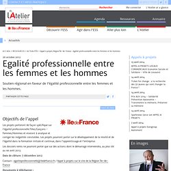 Appel à projets Région Île-de-France : égalité professionnelle entre les femmes et les hommes