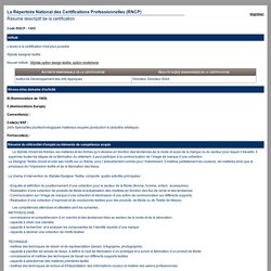 Le Répertoire National des Certifications Professionnelles (RNCP) (Résumé descriptif de la certification) - Commission nationale de la certification professionnelle