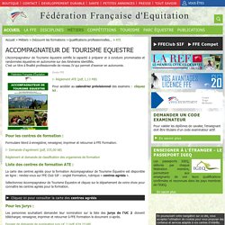 ATE / Qualifications professionnelles de la FFE / Découvrir les formations / Métiers / Accueil / Sites FFE - Portail FFE