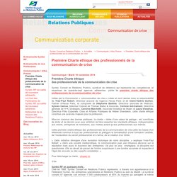 Communiqués / Infos Presse - Première Charte éthique des professionnels de la communication de crise