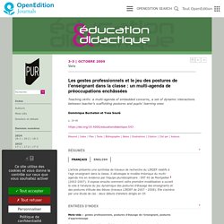 Les gestes professionnels et le jeu des postures de l’enseignant dans la classe : un multi-agenda de préoccupations enchâssées