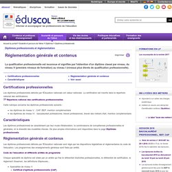 Diplômes professionnels et réglementation