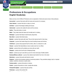 Professions Occupations Jobs English Vocabulary - Profesiones Vocabulario Inglés